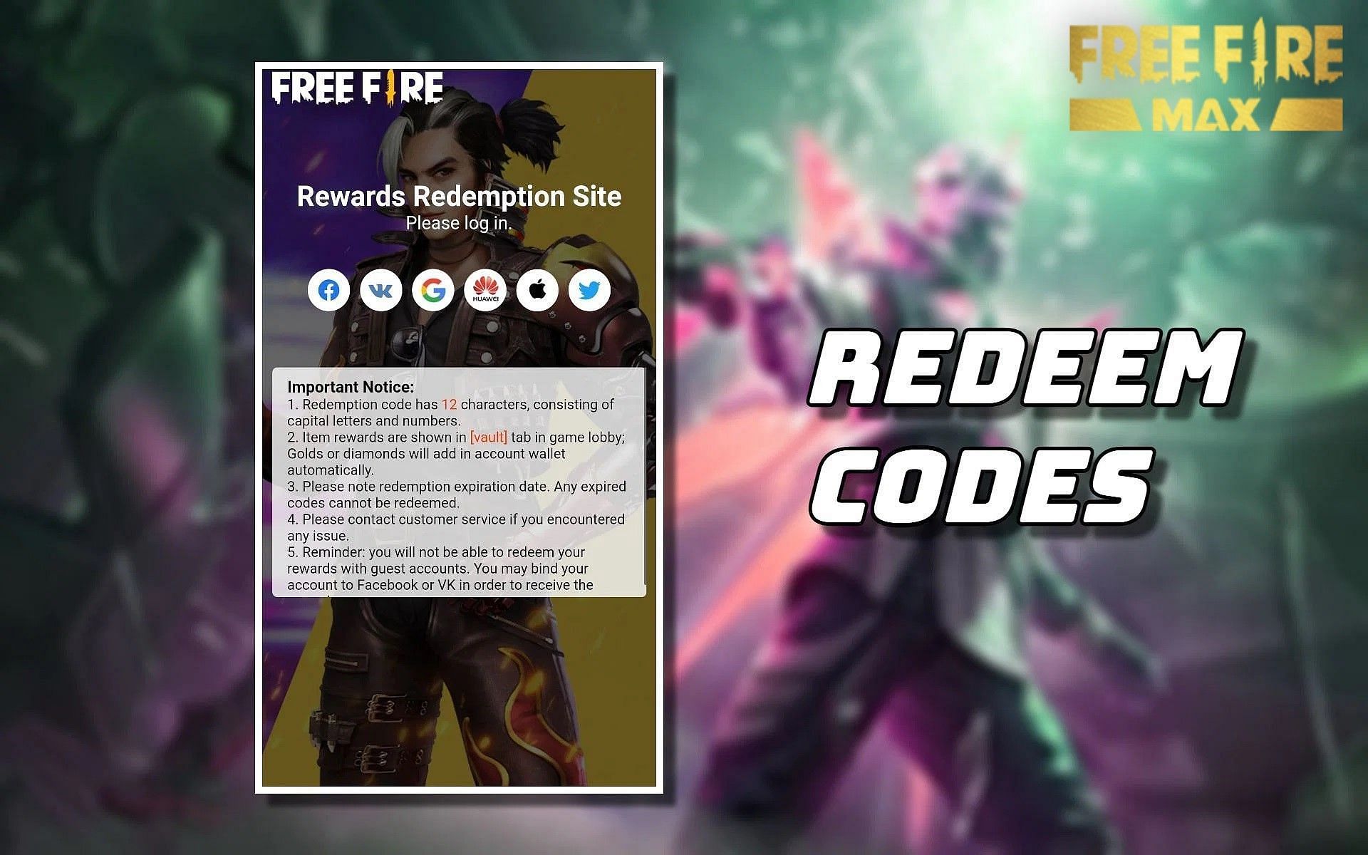 Garena Free Fire Max Redeem Codes For April Get Latest Rewards