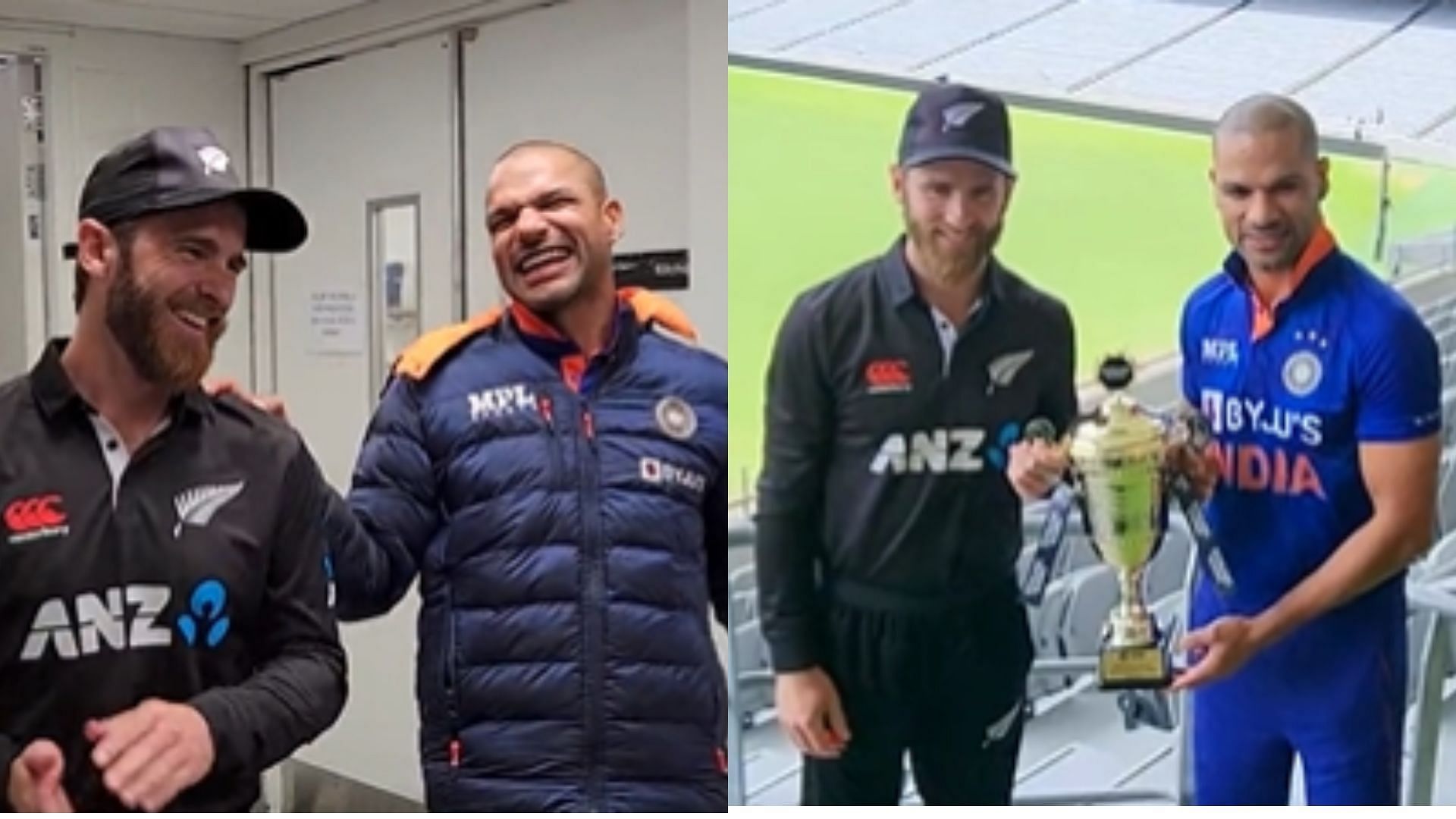 Watch Captains Shikhar Dhawan Kane Williamson Unveil The Trophy For