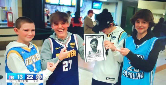 Oldest Jokic Fans Joel Embiid Missing Posters Go Viral At Matchup