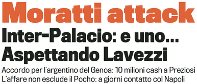 Done deal for Palacio, now Moratti Wants Lavezzi