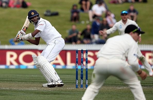 Sri Lanka put up brave display at grassy Seddon Park before late strikes by Trent Boult on Day 1