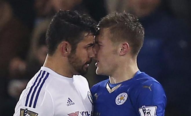 45' Vardy is issued a yellow following a late tackle on Diego Costa looking fierce. Costa v Vardy it is!