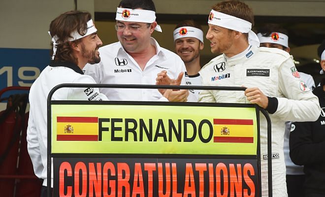 It's Fernando Alonso's 250th Grand Prix, and team McLaren are commemorating it in style - with a special logo and costumes for the double world champion!