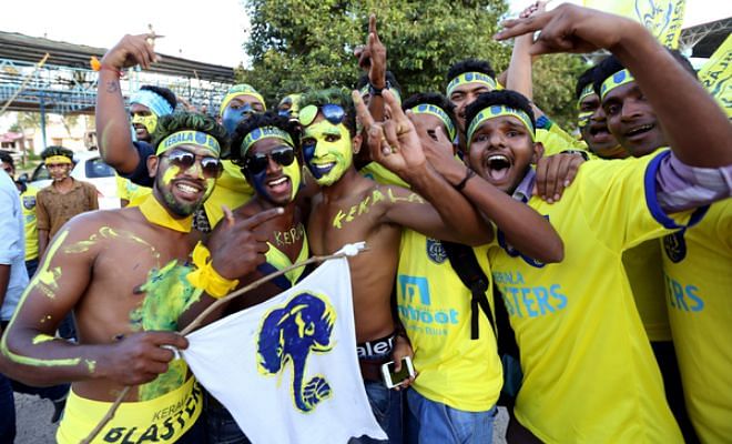 The passionate Kerala support at the stadium.