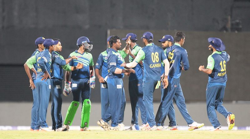 Madurai Super Giant batsman K.B. Arun Karthik plays a shot during the match  against