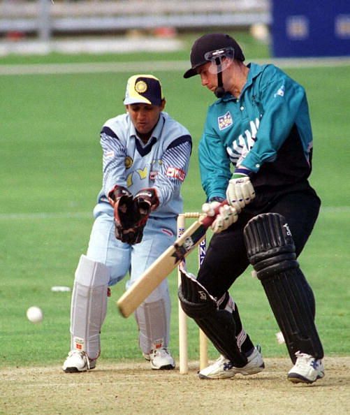 New Zealand&#039;s Matt Horne plays infront of India&#039;s