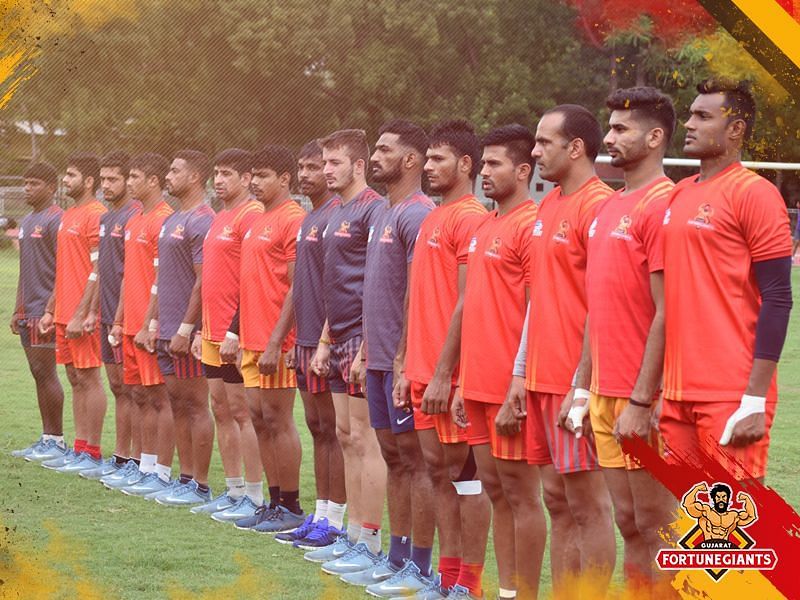 The Gujarat squad prior to a training session. Image credits: Gujarat Fortune Giants Facebook page
