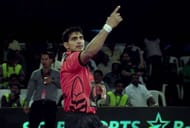 Nada celebrates after scoring a point