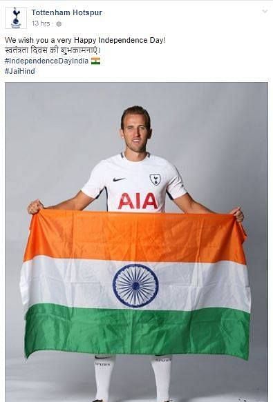 Harry Kane with the Indian flag