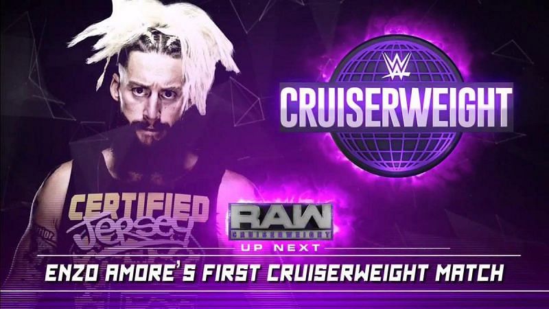 Enzo Amore looks out of place, as a Cruiserweight competitor