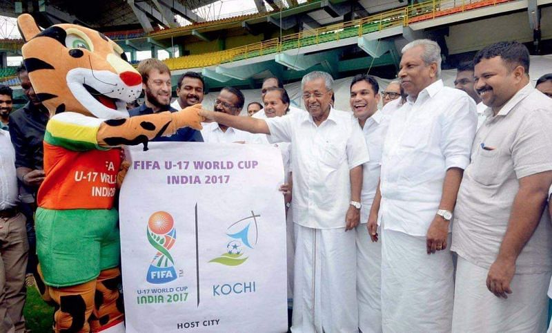 Kerala CM Pinarayi Vijayan launches Kochi Host City Logo for FIFA U-17 World Cup India 2017
