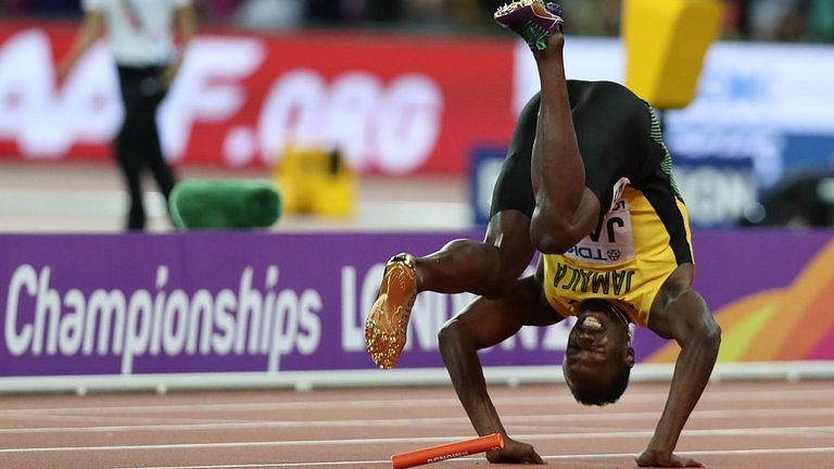 Bolt suffers a severe cramp during the race