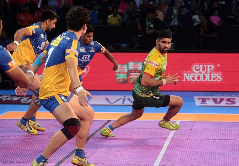 Narwal had to work hard for the six points he scored on the night against Tamil Thalaivas