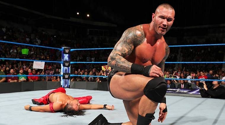 Randy Orton RKO&#039;s Shinsuke Nakamura on Smackdown 