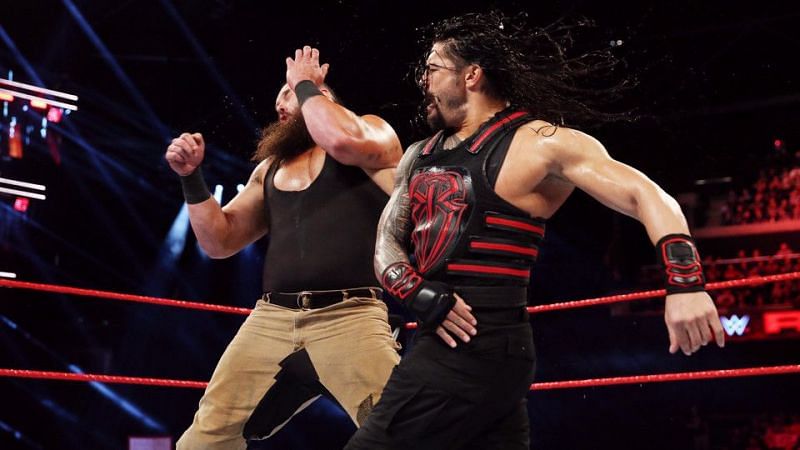 Roman Reings squared-off against Braun Strowman in the main event