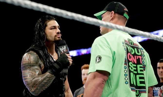 Roman Reigns confronts John Cena