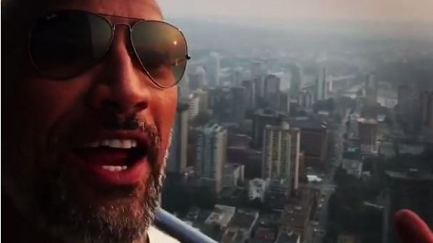 The Rock sent out an inspirational message near the top of a Canadian skyscraper!