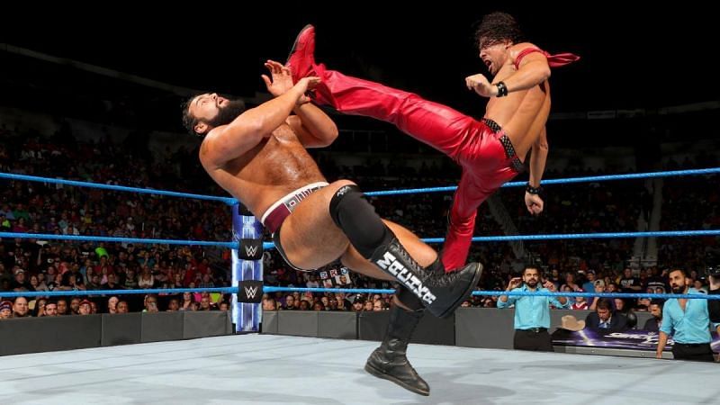 Shinsuke Nakamura partnered with Randy Orton to face Jinder Mahal and Rusev in tag team action