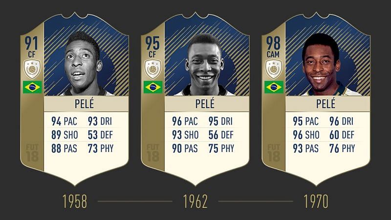 Pele&#039;s three FUT cards  (image source: easports.com)