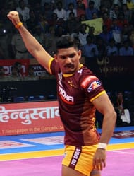 Rishank scored a total of 44 raid points in the home leg.