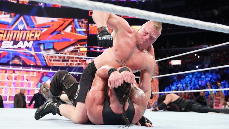 Brock Lesnar and Braun Strowman at SummerSlam 2017