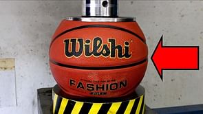 Video: Hydraulic press hilariously crushes basketball