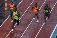 Bolt during the 150m dash in Manchester