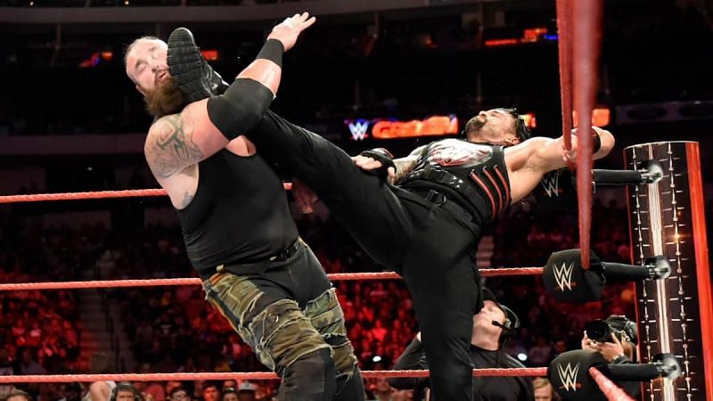 Roman Reigns battled Braun Strowman in the main event of the evening