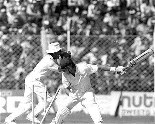 Maninder Singh was castled by Steve Waugh to seal the deal for Australia 