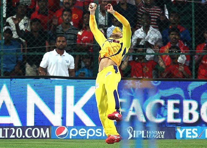 Du Plessis took the catch of the tournament at IPL 2015