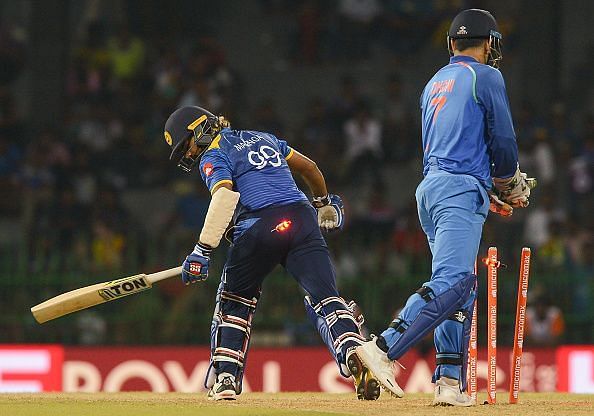 Dhoni completed a record 100th stumping during the 5th ODI