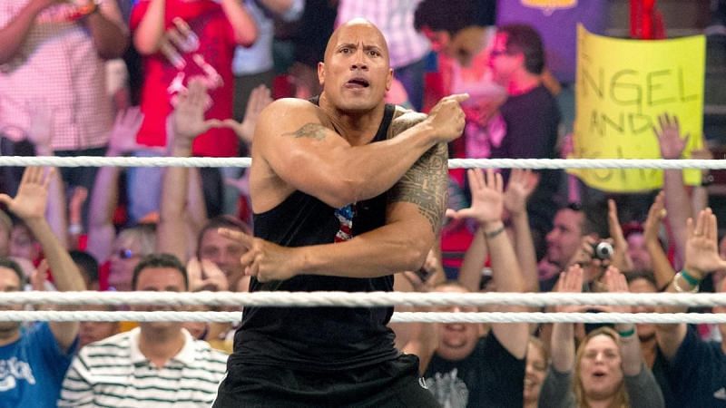 The Rock delivering a People&#039;s Elbow