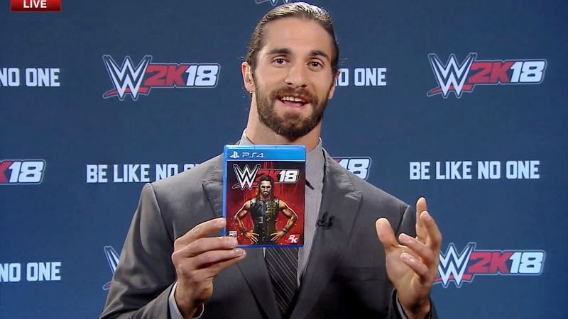 Seth Rollins and what is presumably his personal copy of WWE 2K18