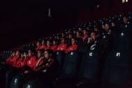 The Chile contingent with their eyes fixed on the hit Bollywood flick (image source: Chile football official website)