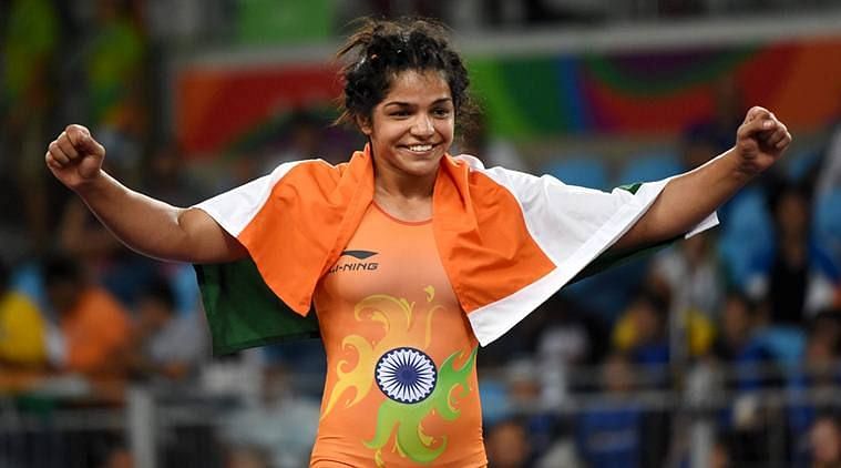Sakshi celebrates her win in Rio