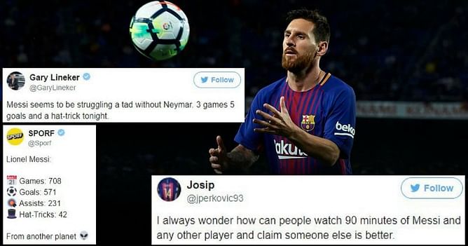 Twitter explodes as magical Lionel Messi helps Barcelona annihilate Espanyol 5-0