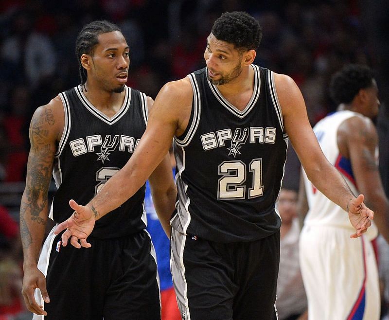 Tim Duncan and Kawhi Leonard are sure locks in the franchise all-time starting five