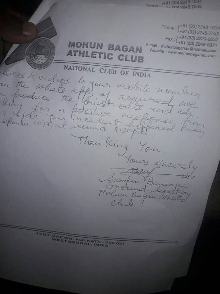 Mohun Bagan&#039;s letter (2nd page)