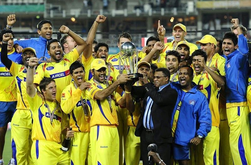 Tyagi (extreme right) was a part of the 2010 Champions League T20 winning CSK team