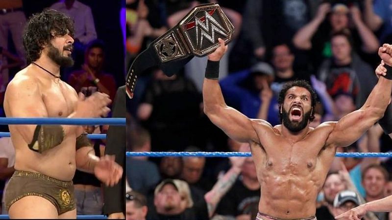 Mahabali Shera (Left) is booked well by Impact; as opposed to WWE going crazy by pushing Jinder Mahal (Right) to the moon.