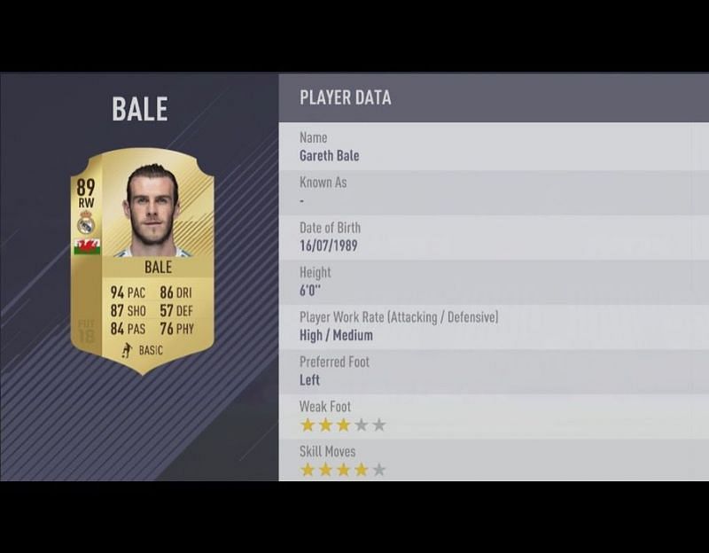 Gareth Bale in FIFA 18