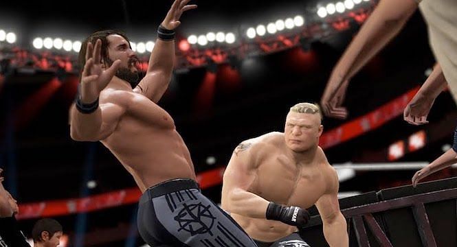 In WWE 2K18&#039;s MyCareer mode, that could be YOUR wrestler getting punched by Brock Lesnar