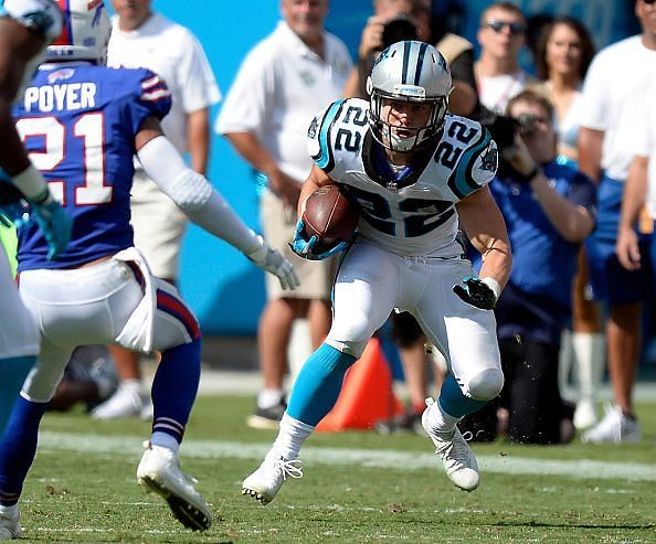 McCaffrey in action against the Buffalo Bills