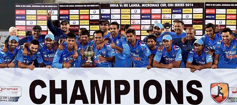 The victorious Indian team after beating Sri Lanka