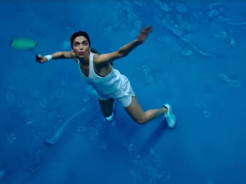 Deepika Padukone in action during a shoot for Nike