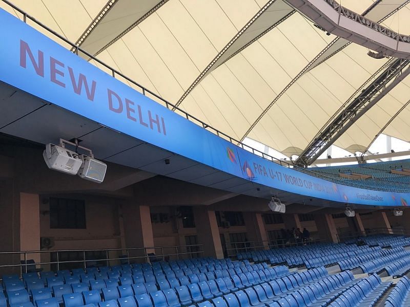 The Jawaharlal Nehru Stadium in New Delhi