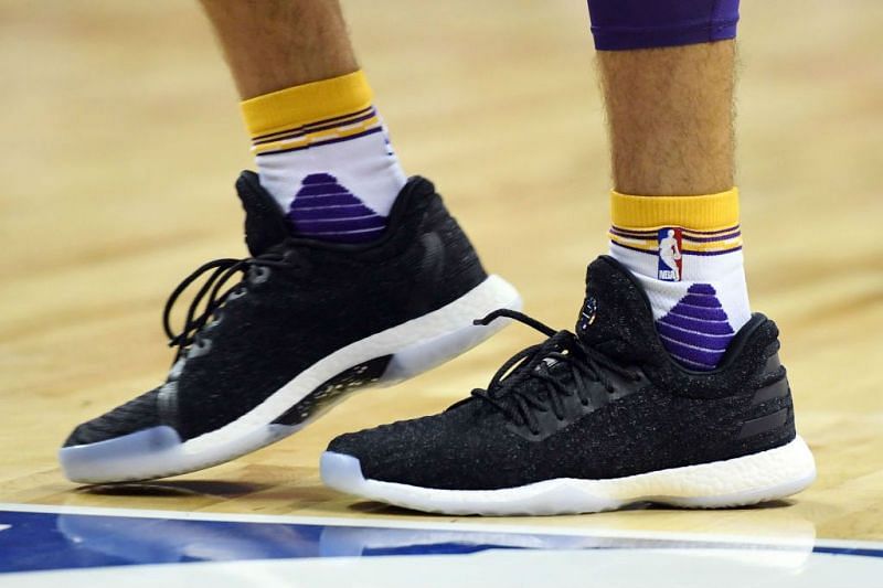 James Harden&#039;s Adidas shoe worn by Los Angeles Lakers&#039; Lonzo Ball at the summer league.