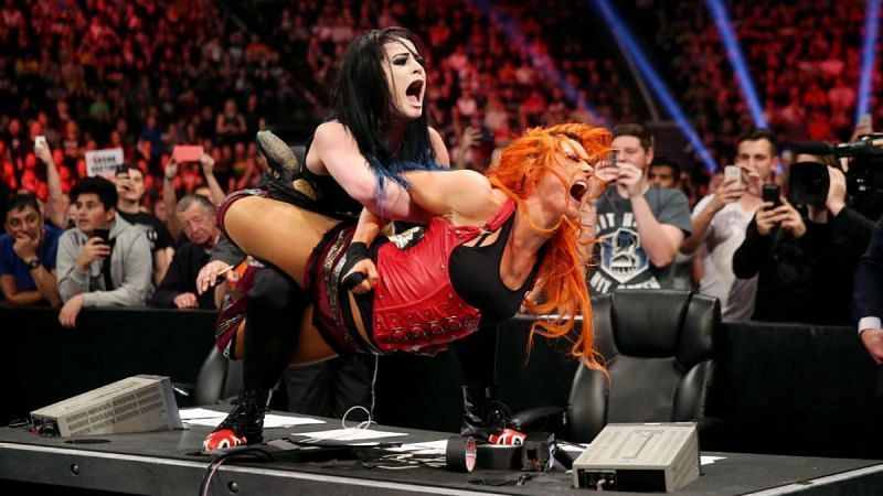 Paige performing the PTO on Becky Lynch
