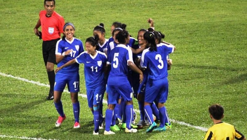 Indian women&#039;s national team celebrating their win over Malaysia