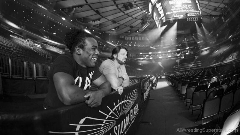 AJ Styles and Xavier Woods before Battleground